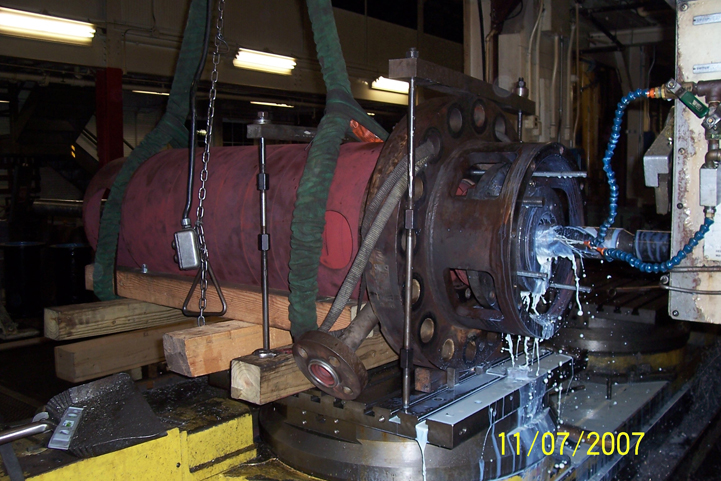 Pacific 4bfi being machining to facilitate disassembly after major failure